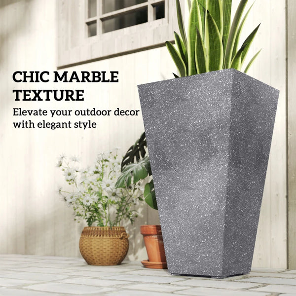 English Elm Tall Stackable Polypropylene Outdoor Planters Set of 2 Tapered Patio Flower Pots T3971P459673