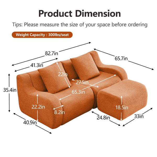 English Elm L-Shaped Teddy Fabric 2-Seat Sofa - Ergonomic, No Assembly, Cloud-Like Comfort For Any Space W714S01447