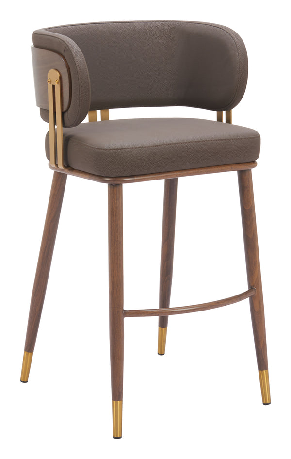 Brew Barstool - Set of 2 Brown & Walnut 110327 Zuo Modern