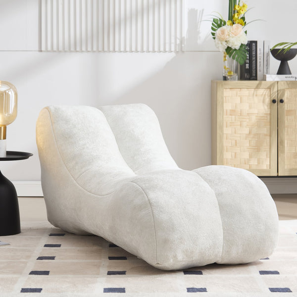 English Elm Creative Bean Bag Sofa Chair with Plush Superfiber Cover and Soft Foam Filling for Luxe Comfort White W1996P266258