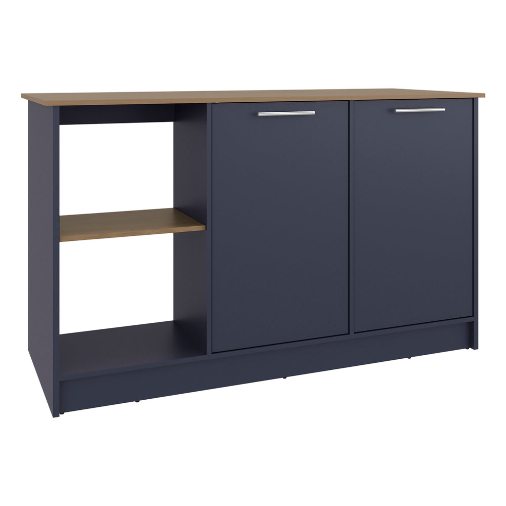 English Elm Juniper Freestanding Kitchen Island with Cabinet Storage and Open Shelving for Meal Prep B200S00466