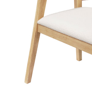 English Elm Christopher Knight Home® - U-shaped Mid-Century Dining Chair with Armrests, Bouclé Upholstery, High-Density Foam Comfort Beige,Oak N771P331338A