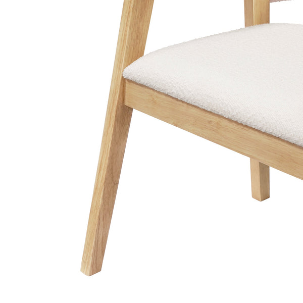 English Elm Christopher Knight Home® - U-shaped Mid-Century Dining Chair with Armrests, Bouclé Upholstery, High-Density Foam Comfort Beige,Oak N771P331338A