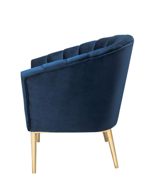 English Elm Colla Velvet High-Back Accent Chair in Midnight Blue with Tufted Bucket Seat and Gold Metal Legs B2726P277895