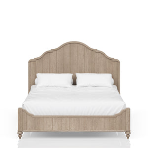 English Elm Queen Panel Bed with Elegant Transitional Design, Solid Wood & MDF Construction, Timeless Centerpiece Appeal Sand 86 L x 18.75 W x 6 H B2699S00014