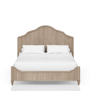 English Elm King Panel Bed with Elegant Transitional Styling, Solid Wood & MDF Frame, Centerpiece Bedroom Focal Point Sand 84.75 L x 21 W x 6 H B2699S00015
