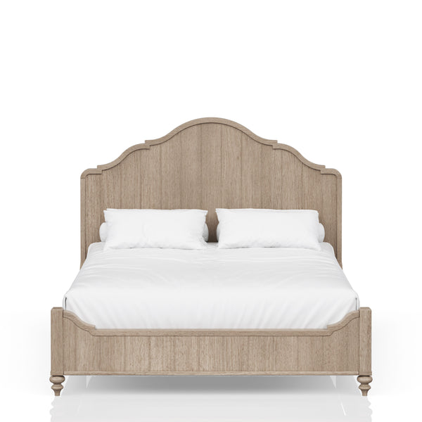 English Elm King Panel Bed with Elegant Transitional Styling, Solid Wood & MDF Frame, Centerpiece Bedroom Focal Point Sand 84.75 L x 21 W x 6 H B2699S00015
