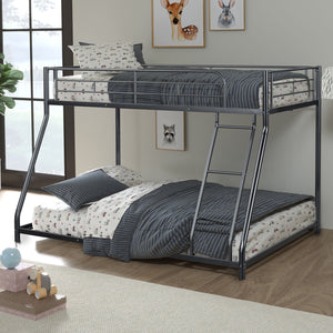 English Elm Twin Arch Slat Bunk Bed with Patented Insert & Lock Joint System — Sturdy Transitional Style, Space-Saving Design Black 14 L x 77 W x 8 H B2741P347852