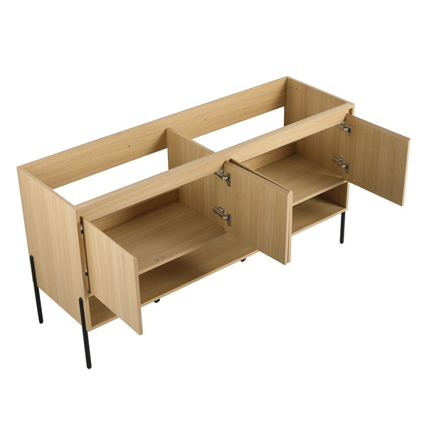 English Elm 60" Oak Bathroom Vanity Combo with Resin Basin, 4-Door Storage, Multi-Layer Wood Frame, Modern Elegance W1972S00011