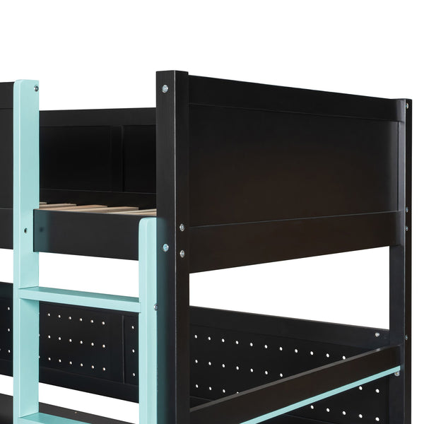 English Elm Full Size Gaming Loft Bed with Led Lighting Desk Shelves and Usb Charging Ports N820S00070C