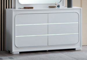 English Elm Milan Modern White Dresser with Integrated Led Lighting and Full Extension Drawers White B078P497945