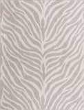 Unique Loom Outdoor Safari Tsavo Machine Made Animal Print Rug Gray, Ivory 9' 0" x 12' 0"