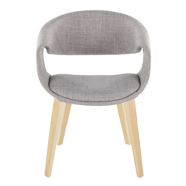 English Elm Upholstered Dining Chair Set of Two with Bentwood Legs and Grey Fabric Seat B202S02074