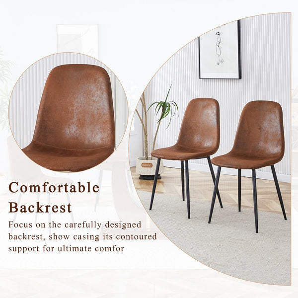 English Elm One Modern Dining Set Seating Six with Dark Wood Mdf Table and Fabric Chairs W1151S04404