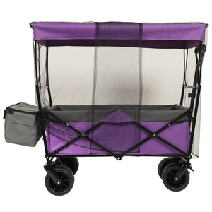 English Elm 480lbs Foldable All-terrain Wagon with Canopy Mosquito Net for Camping Outdoor W2932P253226