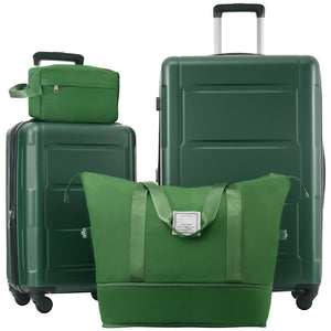English Elm 2 Piece Abs Hard Shell Spinner Luggage Set with Tsa Lock Expandable Suitcases Green N732P198745F