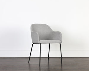 Sunpan HENSLEY Dining Armchair in Mina Warm Grey - Chic Comfort, Modern Design, Durable Metal Legs, Versatile Style 108914