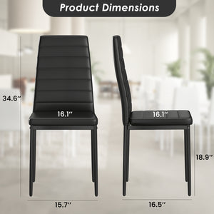 English Elm Black PU Dining Chairs Set of 2 – Modern Upholstered Kitchen Side Chairs, Metal Frame, Easy Cleanable, Adjustable Pads, Durable Comfort (Set of 2) T3623P408493