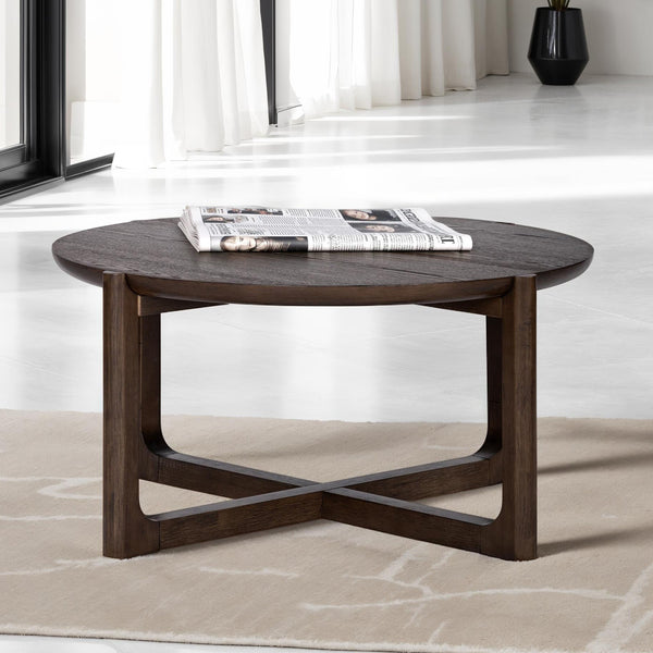 English Elm Transitional Ornate 2-Piece Living Room Table Set with Marble-Style Tops, Carved Cabriole Legs, Gold Accents Dark Walnut 40 L x 39 W x 8 H B2741S00696