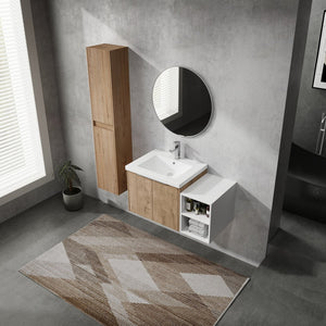 English Elm 36" Wall-Mounted Bathroom Vanity Set With Sink, Side Cabinets, Soft Close Doors & Ample Storage W999S00225