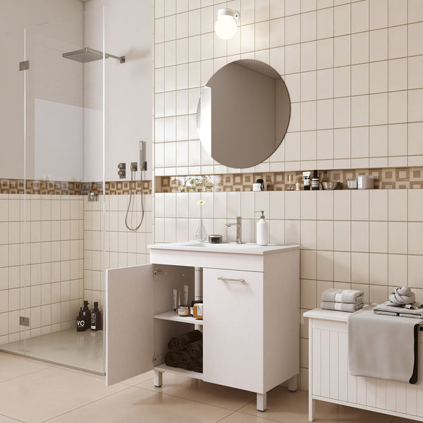 English Elm 32-Inch Floor-Mounted Bathroom Vanity With Sink Combo - Elegant Design, Soft-Close Doors, Adjustable Feet W3151S00031