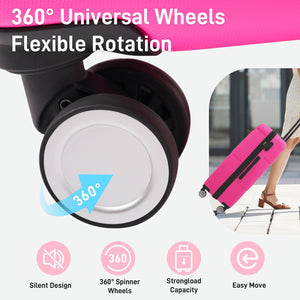 English Elm Hardshell 3 Piece Luggage Set Abs Spinner Suitcase with Tsa Lock Telescoping Handle Pink N732P308497H