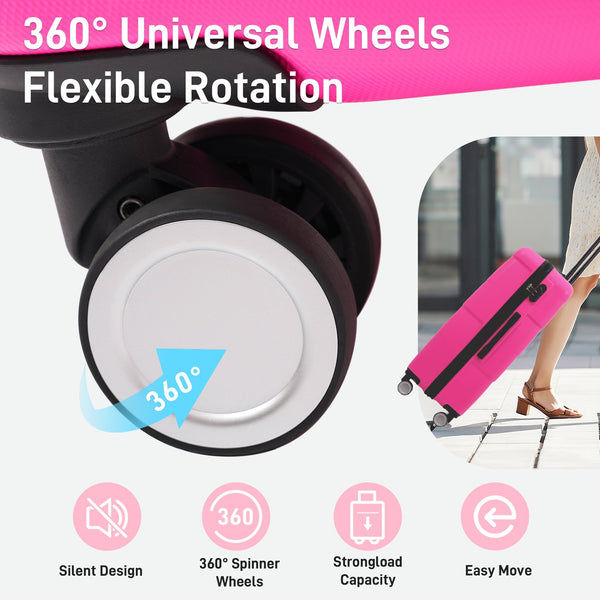 English Elm Hardshell 3 Piece Luggage Set Abs Spinner Suitcase with Tsa Lock Telescoping Handle Pink N732P308497H