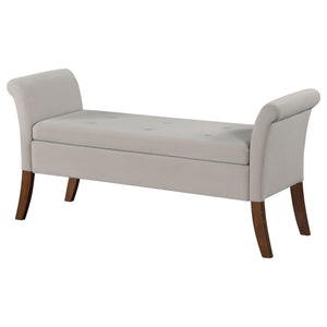 English Elm Pasley Velvet Button Tufted Rolled Arm Lift Top Storage Bench for Bedroom Entryway Beige B062P441161