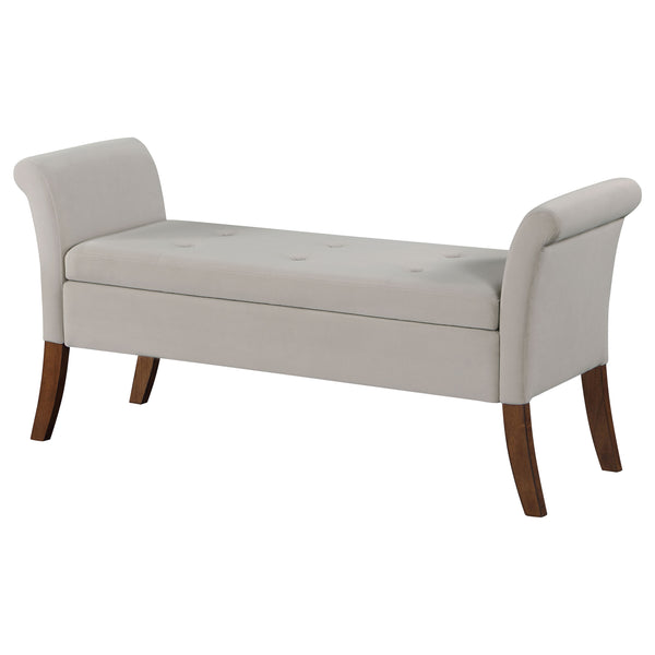 English Elm Pasley Velvet Button Tufted Rolled Arm Lift Top Storage Bench for Bedroom Entryway Beige B062P441161