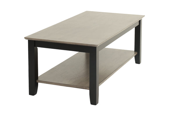 English Elm Gray 3pc Table Set with Walnut Veneer Tops, Gray/Black Modern Living Room Tables w/ Shelf Storage B011S01999