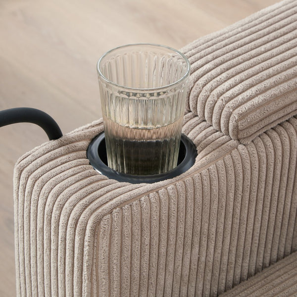 English Elm Convertible Chaise Lounge Sofa Chair & Bed - Corduroy With Usb Ports, Cup Holders & Storage Space N719S002021D