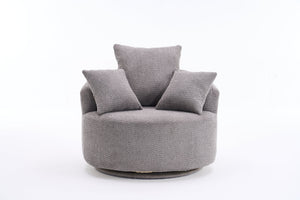 English Elm 360° Swivel Chair upholstered barrel accent chair with plush high-resilience foam and pillows for comfort Gray W2231P261425