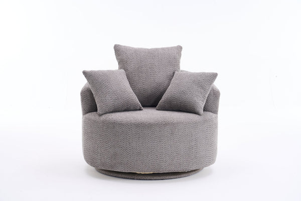English Elm 360° Swivel Chair upholstered barrel accent chair with plush high-resilience foam and pillows for comfort Gray W2231P261425