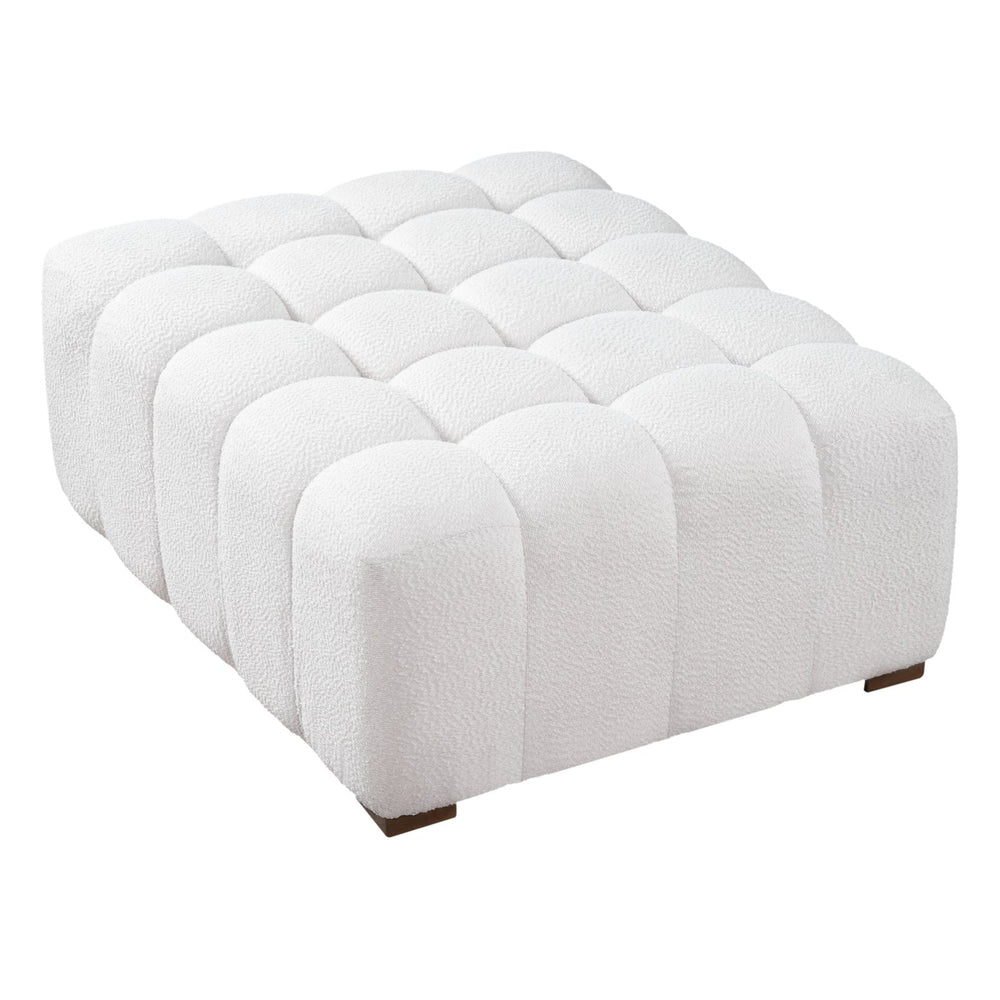 English Elm White Boucle Upholstered Rectangular Ottoman for Living Room Bedroom or Home Office N769P350122W
