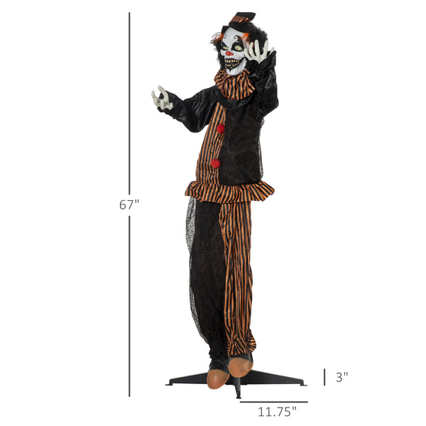 English Elm Outdoor Animatronic Clown Prop with Motion Sensing Light up Eyes for Halloween Haunts T3971P382662