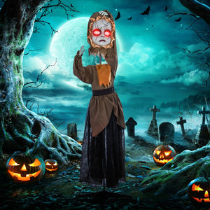 English Elm Homcom Life-Size Animatronic Halloween Doll With Jump Scare Motion, Sound Effects & Light-Up Eyes W2225P229497