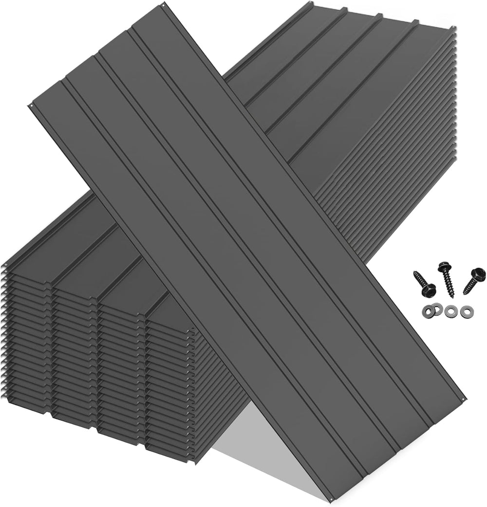 English Elm 20pcs Corrugated Galvanized Steel Roofing Panels Weatherproof Kit for Sheds Pergolas W1859P471100