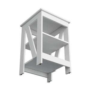 English Elm White Engineered Wood Side Table with 2 Shelves, Modern Compact Accent Table for Living Room Decor B062P193655