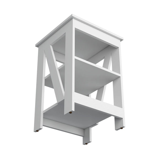 English Elm White Engineered Wood Side Table with 2 Shelves, Modern Compact Accent Table for Living Room Decor B062P193655