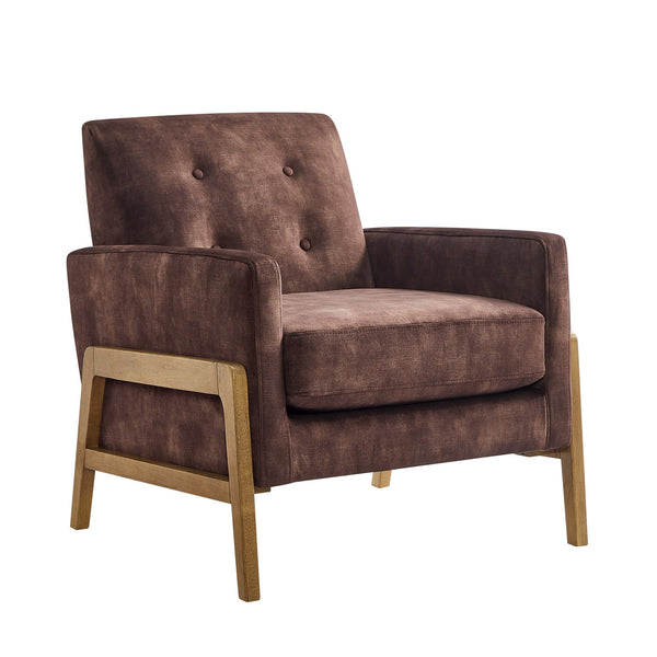 English Elm Matson Tufted Back Accent Chair with Plush Foam, Coil Spring Support, Textured Polyester Upholstery Espresso B050P390602