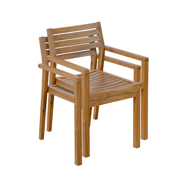 English Elm U_style Solid Acacia Wood Round Outdoor Dining Set Seats Four with Slatted Design Natural WY000475AAO
