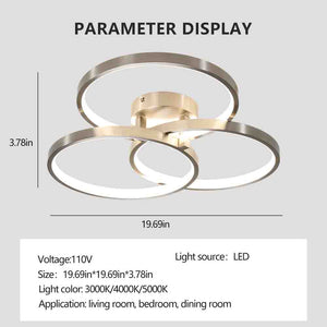 English Elm 20" Dimmable Led Flush Mount Brushed Nickel Three Ring Ceiling Light for Modern Interiors W1340119965