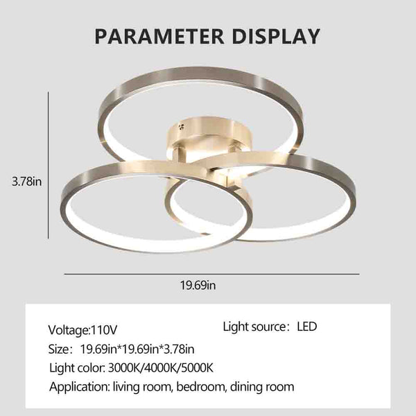 English Elm 20" Dimmable Led Flush Mount Brushed Nickel Three Ring Ceiling Light for Modern Interiors W1340119965