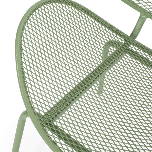 English Elm Christopher Knight Home® - ELBA Modern Mesh Shell Chat Set with Powder-Coated Iron Frame, Retro Minimal Outdoor Seating Green N775P250740G