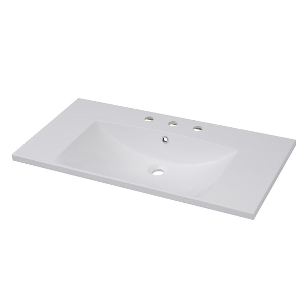 English Elm 36''x18'' Resin Bathroom Sink Top 8" Centerset with Overflow, Drop-In/Undermount Vanity Basin White Durable N710P175752K
