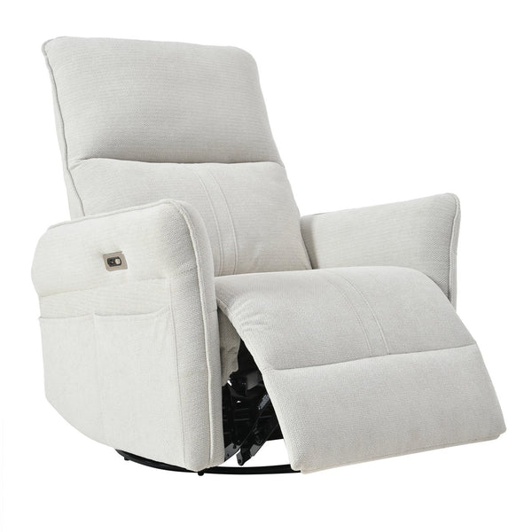 English Elm 270° 270° Power Swivel Recliner Chair with USB Ports, 30° Rocking, 95–150° Recline for Small Spaces Light Gray W1028S00041