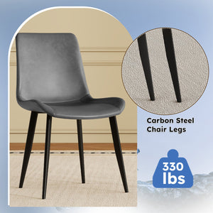 English Elm Dining Chairs Set of Four Gray Pu Leather Gold Leg Modern Kitchen Seating W2700P352198