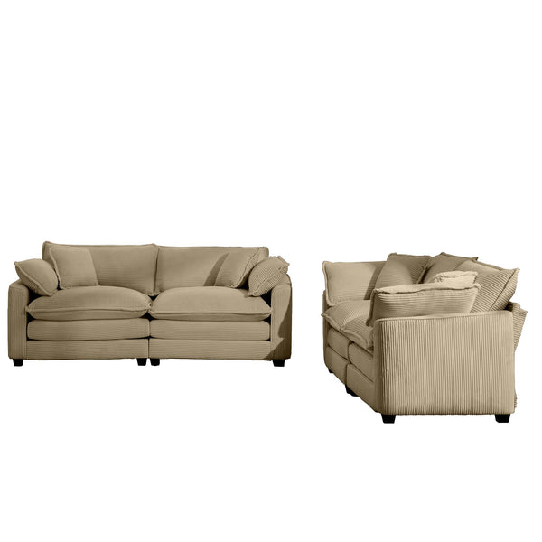 English Elm Modern Two-Piece Fabric Sofa Set - Stylish Tan Corduroy 2-Seater Design With Cloud-Like Comfort! W714S00792