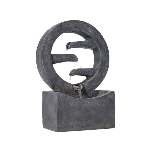 English Elm 26.77"h Gray Polyresin Tiered Cascading Outdoor Fountain with Warm Led Patio Accent N765P355054G