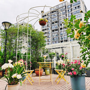 English Elm Metal Birdcage Pavilion Arch Powder Coated Steel Garden Gazebo for Outdoor Ceremonies W1586104488